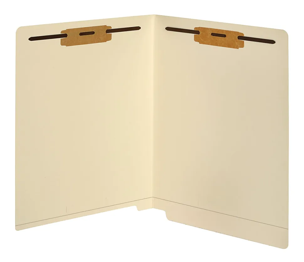 Office Depot® Brand End Tab Fastener Folders, 2 Bonded Fasteners, Straight-Cut Tabs, Letter Size, Manila, Box Of 50