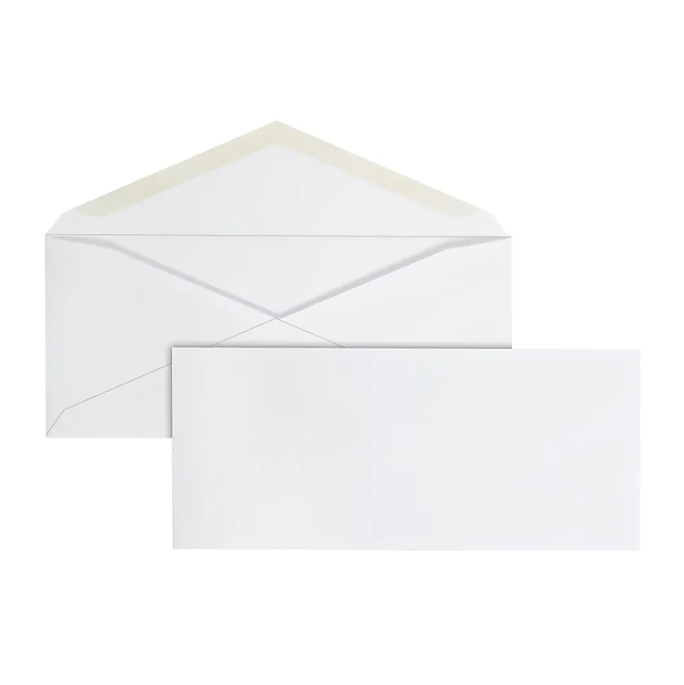 Office Depot® Brand Envelopes, 4-1/8" x 9-1/2", Gummed Seal, White, Box Of 100