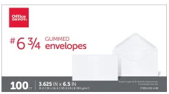 Office Depot® Brand Envelopes, 3-5/8" x 6-1/2", Gummed Seal, White, Box Of 100