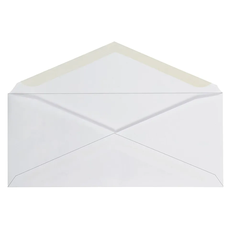 Office Depot® Brand Envelopes, Left Window, 3-7/8" x 8-7/8", Gummed Seal, White, Box Of 500