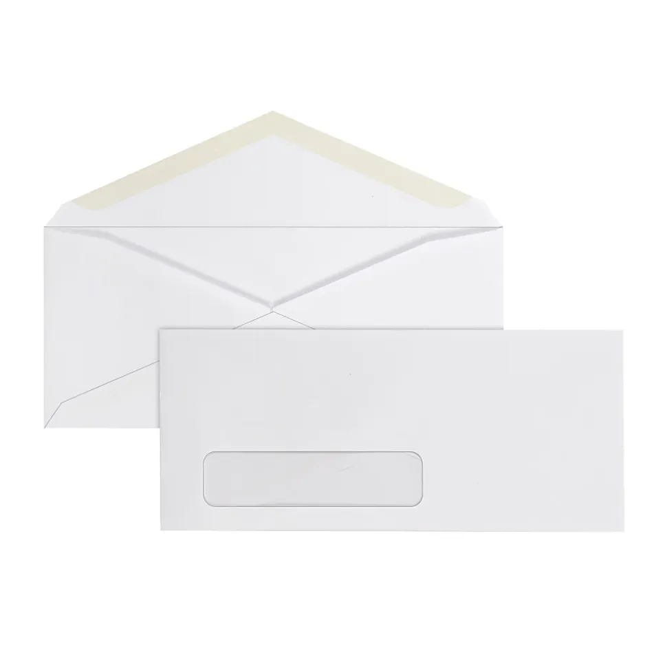 Office Depot® Brand #10 Envelopes, Left Window, 30% Recycled, Gummed Seal, White, Box Of 250