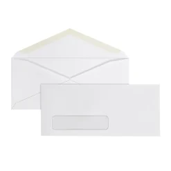 Office Depot® Brand Envelopes, Left Window, 4-1/8" x 9-1/2", Gummed Seal, White, Box Of 500