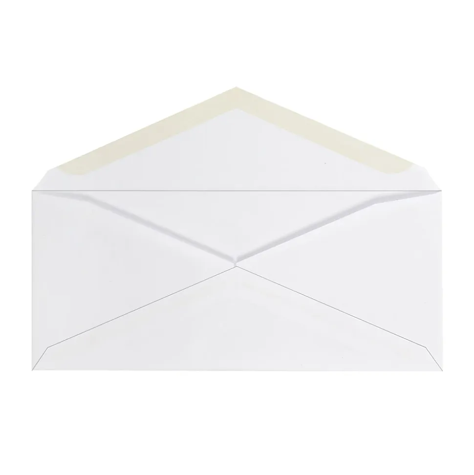 Office Depot® Brand Envelopes, Left Window, 4-1/8" x 9-1/2", Gummed Seal, White, Box Of 500