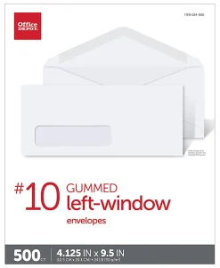 Office Depot® Brand Envelopes, Left Window, 4-1/8