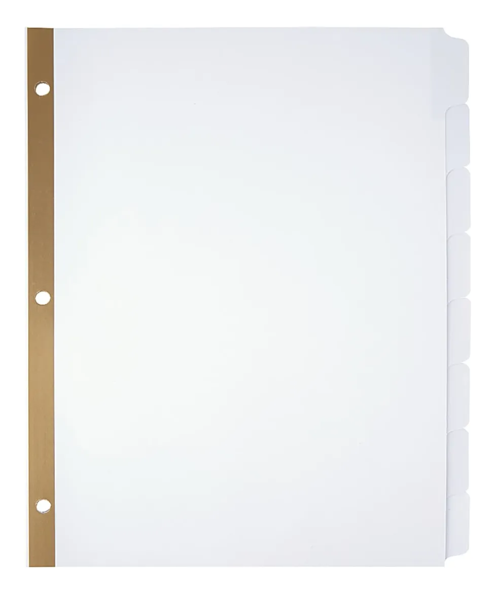 Office Depot® Brand Erasable Big Tab Dividers, 8-Tab, White, Pack Of 2 Sets