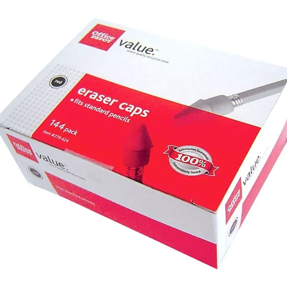 Office Depot® Brand Eraser Caps, Red, Box Of 144
