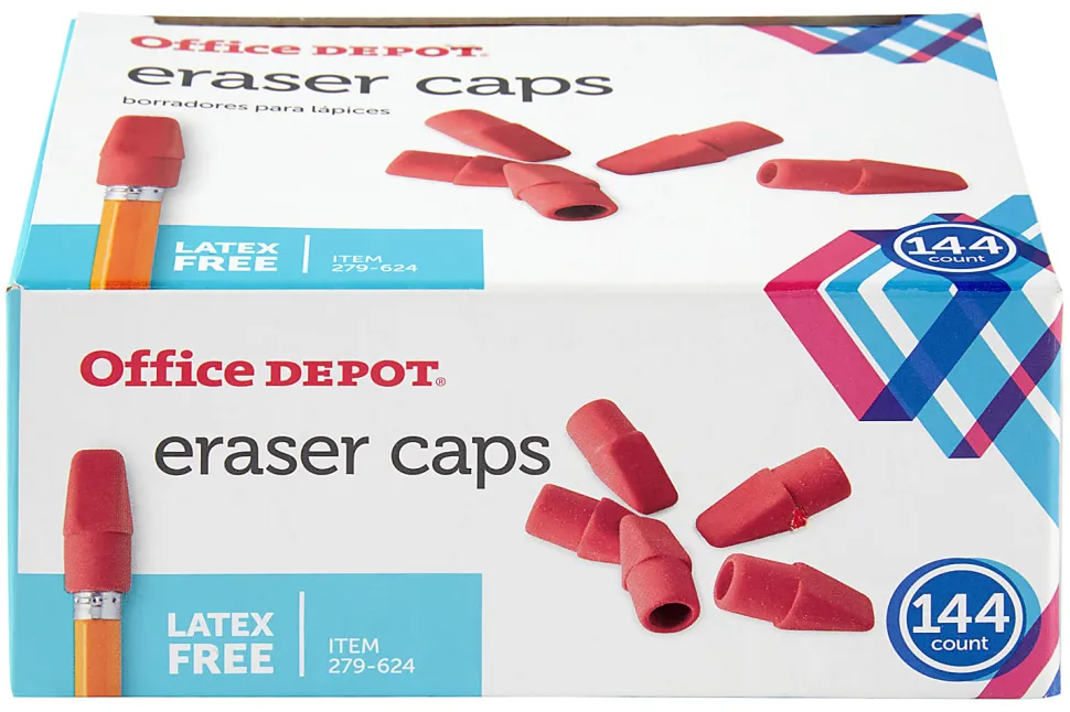 Office Depot® Brand Eraser Caps, Red, Box Of 144