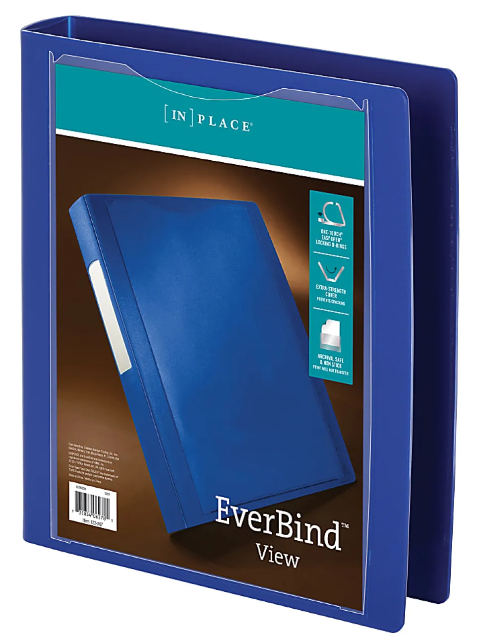 Office Depot® Brand Everbind™ View 3-Ring Binder, 1 1/2" D-Rings, Blue