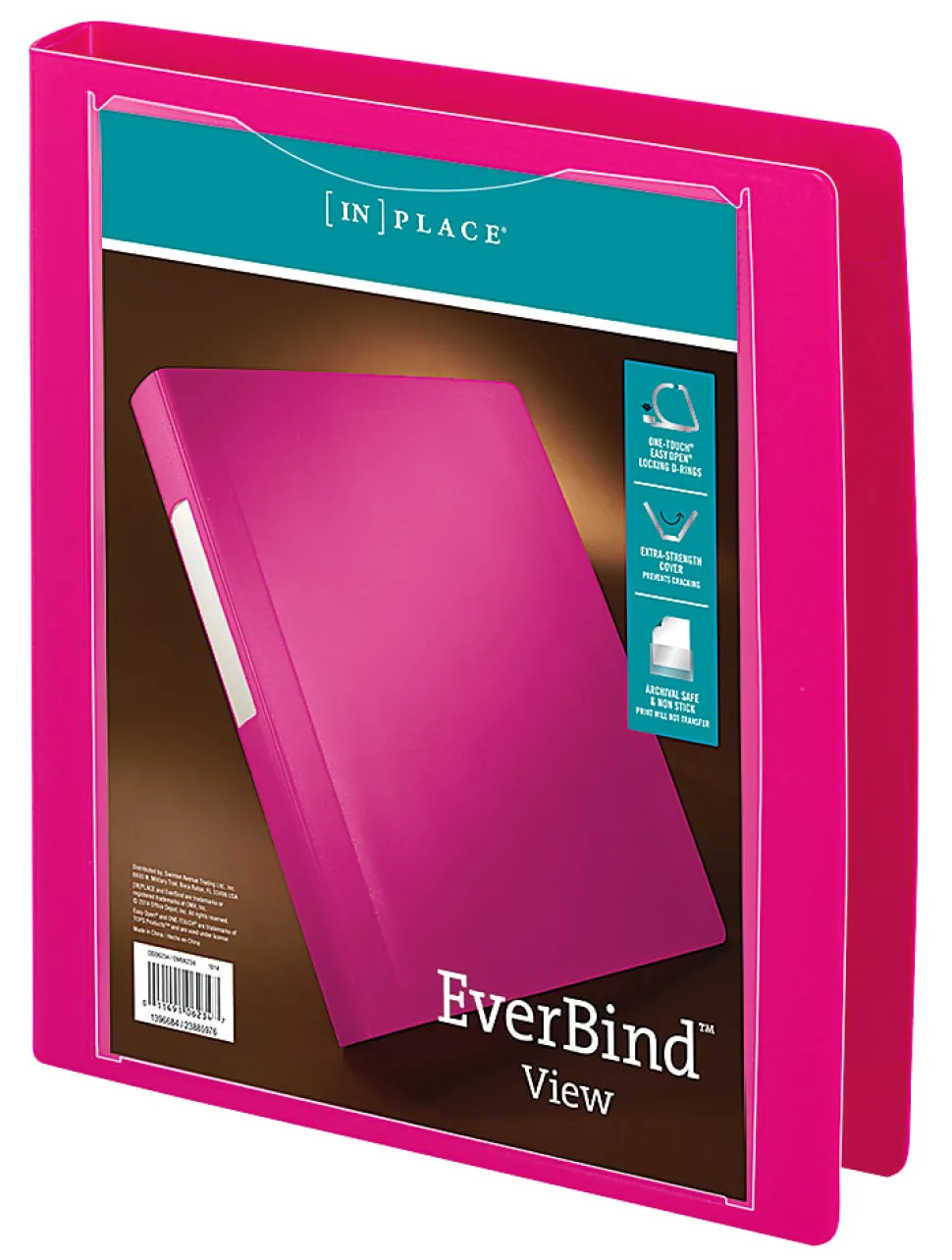 Office Depot® Brand EverBind™ View 3-Ring Binder, 1" D-Rings, Pink