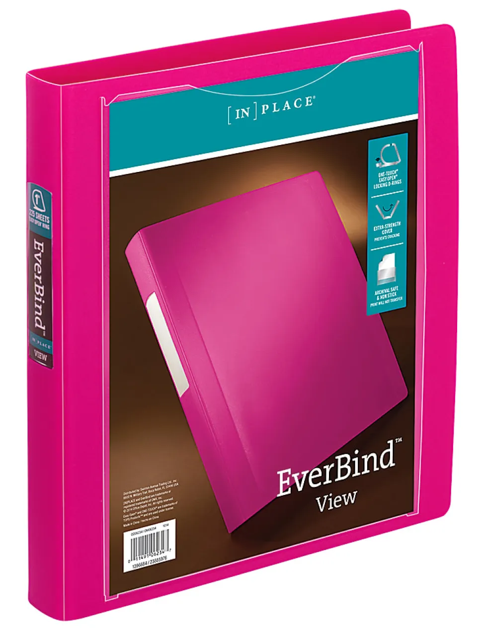 Office Depot® Brand EverBind™ View 3-Ring Binder, 1" D-Rings, Pink