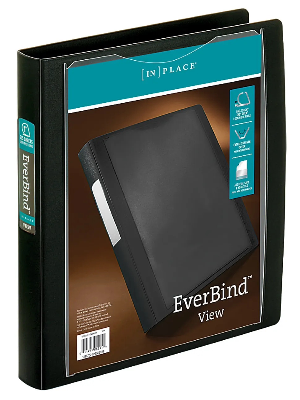 Office Depot® Brand EverBind™ View 3-Ring Binder, 1" D-Rings, Black