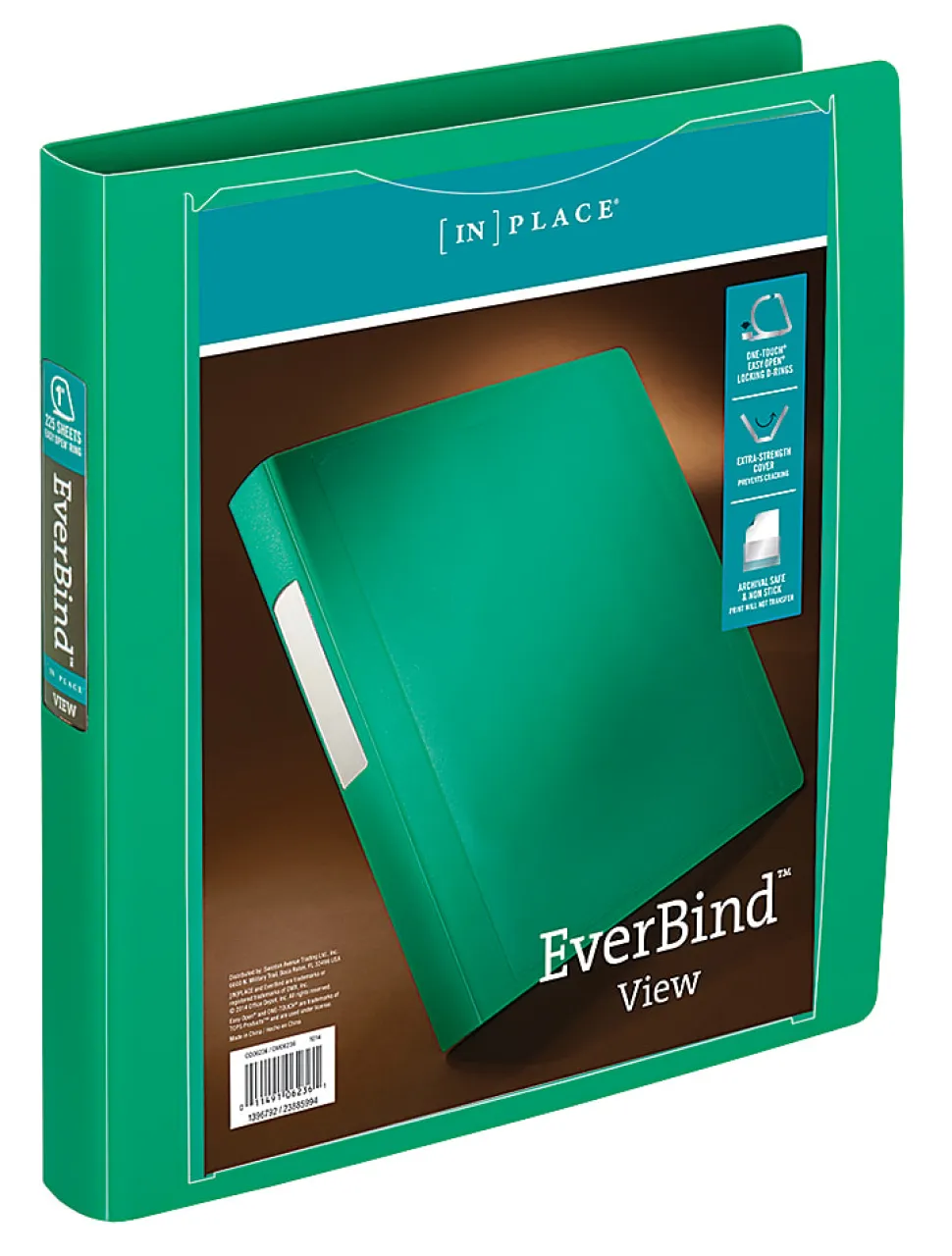 Office Depot® Brand EverBind™ View 3-Ring Binder, 1" D-Rings, Green