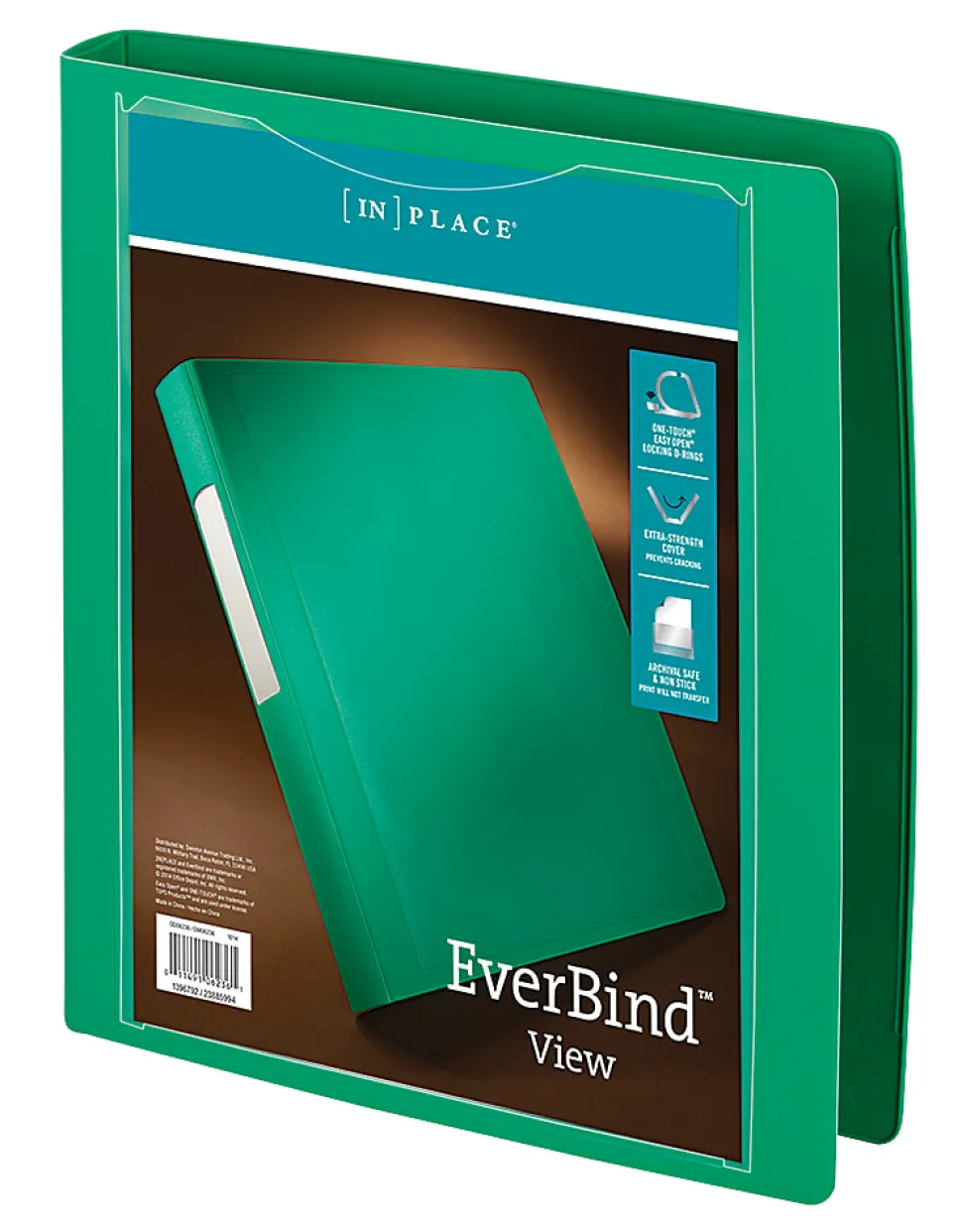Office Depot® Brand EverBind™ View 3-Ring Binder, 1" D-Rings, Green