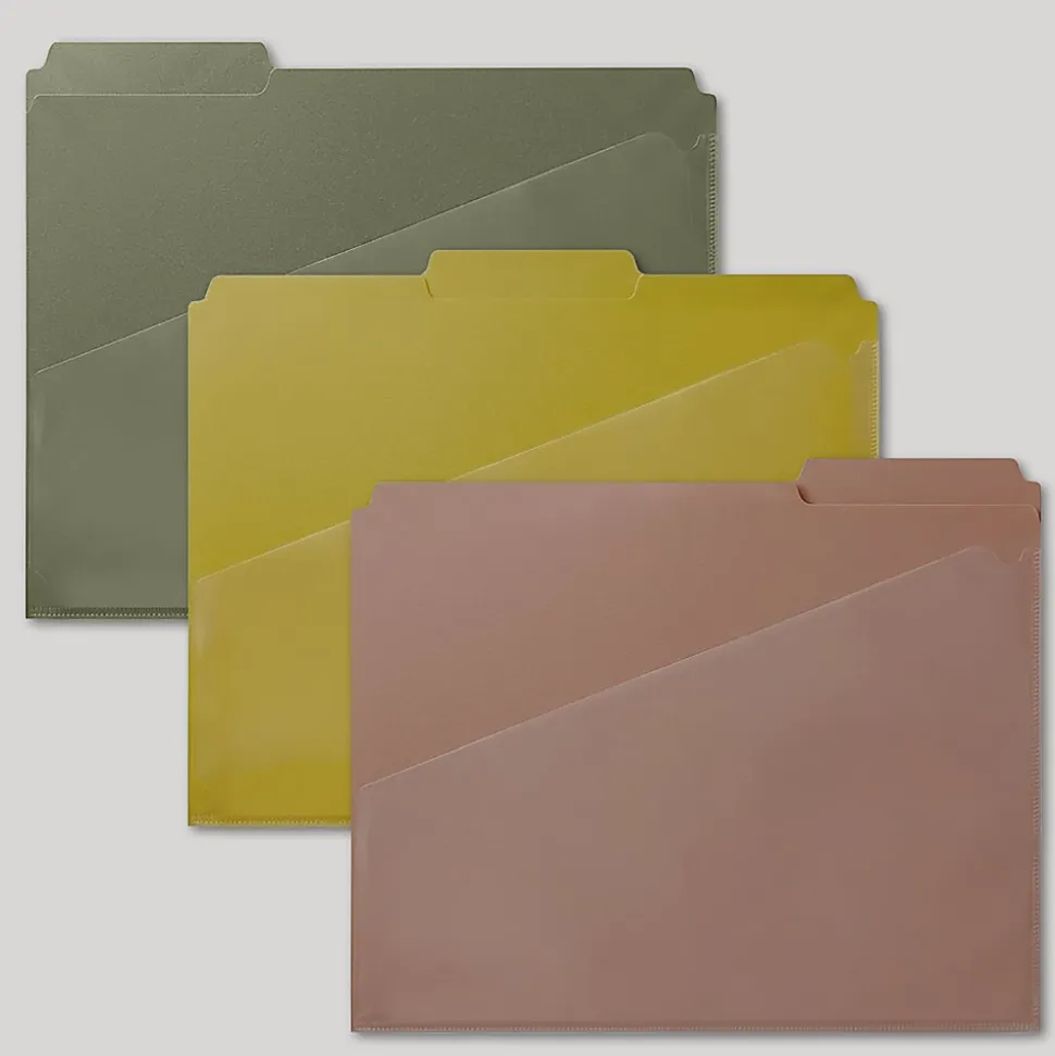 Office Depot® Brand Fashion File Folders With Slash Pocket, 1/3 Cut, Letter Size, Field Notes, Pack Of 3 Folders