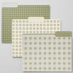 Office Depot® Brand Fashion File Folders, 1/3 Cut, Letter Size, Green/Beige Petal Dot, Total Qty 6