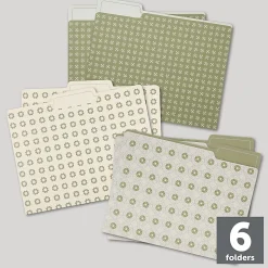 Office Depot® Brand Fashion File Folders, 1/3 Cut, Letter Size, Green/Beige Petal Dot, Total Qty 6