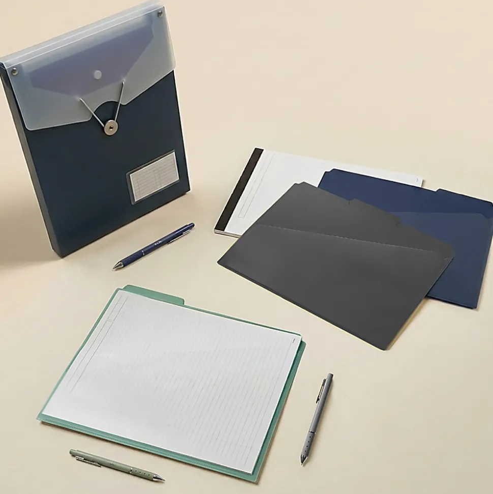 Office Depot® Brand Fashion File Folders With Slash Pocket, 1/3 Cut, Letter Size, Urban Utility, Pack Of 3 Folders