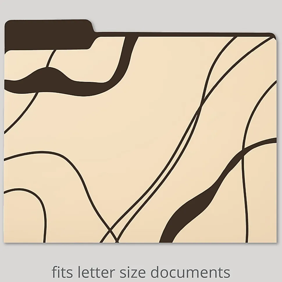 Office Depot® Brand Fashion File Folders, 1/3 Cut, Letter Size, Brown/Beige Flowline, Total Qty 6