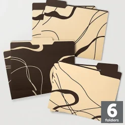 Office Depot® Brand Fashion File Folders, 1/3 Cut, Letter Size, Brown/Beige Flowline, Total Qty 6