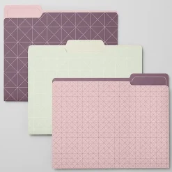 Office Depot® Brand Fashion File Folders, 1/3 Cut, Letter Size, Pink/Green Modern Lattice, Total Qty 6