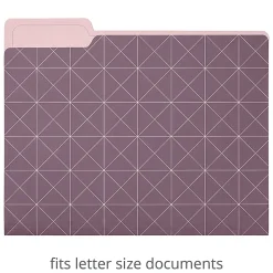 Office Depot® Brand Fashion File Folders, 1/3 Cut, Letter Size, Pink/Green Modern Lattice, Total Qty 6