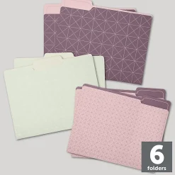 Office Depot® Brand Fashion File Folders, 1/3 Cut, Letter Size, Pink/Green Modern Lattice, Total Qty 6
