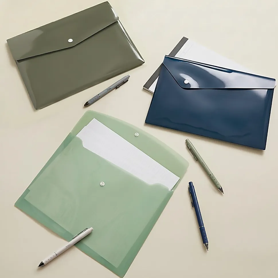 Office Depot® Brand Fashion Poly Snap Envelopes, Letter Size, Calm Current, Pack Of 3 Envelopes