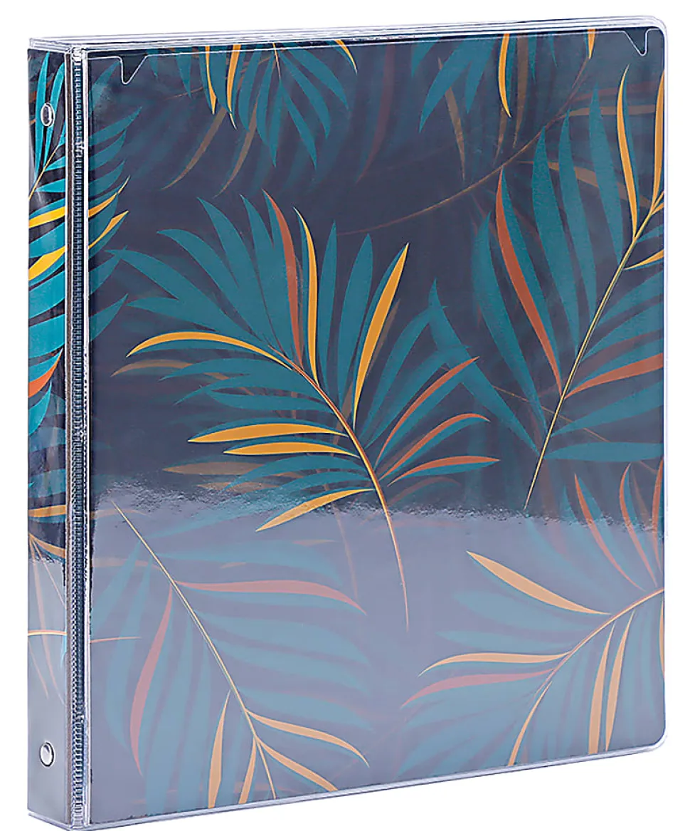 Office Depot® Brand Fashion 3-Ring Binder, 1" Round Rings, Black Palms