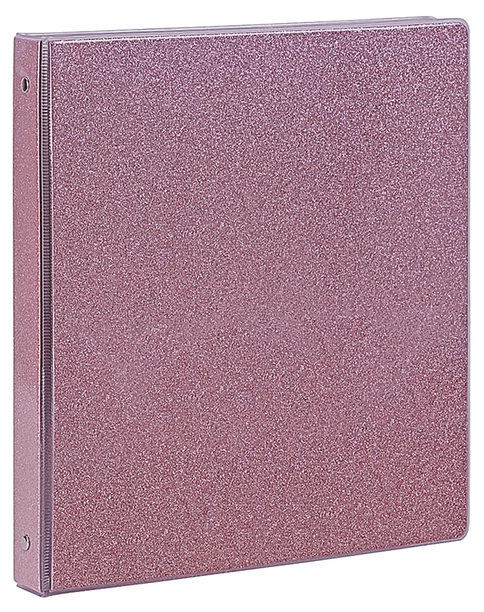 Office Depot® Brand Fashion 3-Ring Binder, 1" Round Rings, Light Pink Glitter