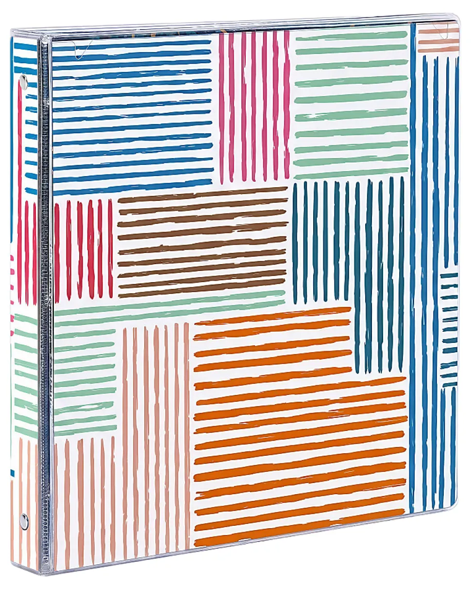 Office Depot® Brand Fashion 3-Ring Binder, 1" Round Rings, Multicolor Geo