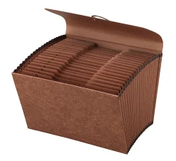 Office Depot® Brand Faux Leather Expanding File, A-Z, 21 Pockets, Legal Size (8-1/2" x 14"), 1" Expansion, Red-Brown
