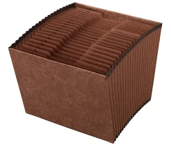 Office Depot® Brand Faux Leather Expanding File, A-Z, 21 Pockets, Letter Size (8-1/2" x 11"), 1-3/4" Expansion, Brown