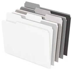 Office DepotĀ® Brand File Folders, 1/3 Cut, Letter Size, Assorted Grayscale Colors, Box Of 100 Folders