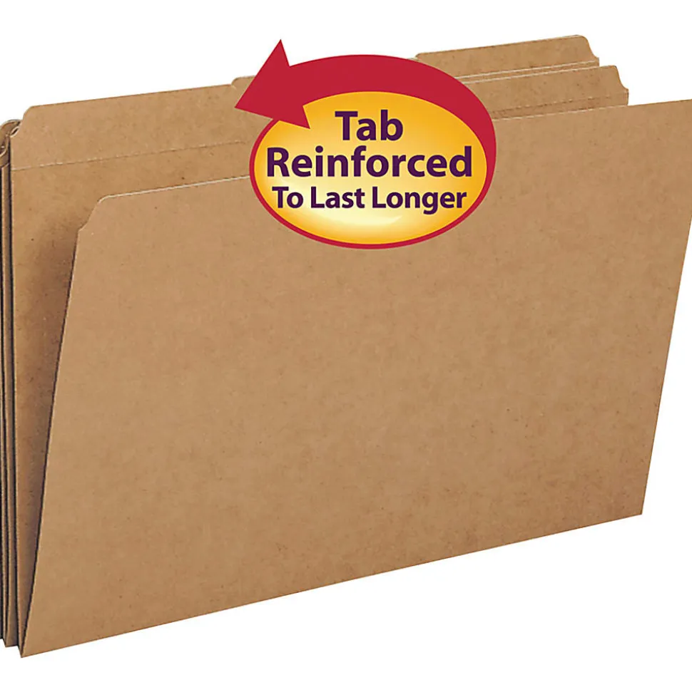 Office Depot® Brand File Folders, 1/3 Cut, Legal Size (8-1/2" x 14"), 3/4" Expansion, Kraft, Box Of 100