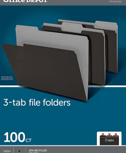 Office DepotĀ® Brand File Folders, 1/3 Cut, Letter Size, Black, Box Of 100 Folders