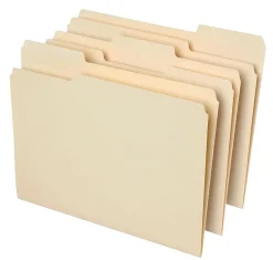 Office DepotĀ® Brand File Folders, 1/3 Cut, Letter Size, 30% Recycled, Manila, Pack Of 100 Folders