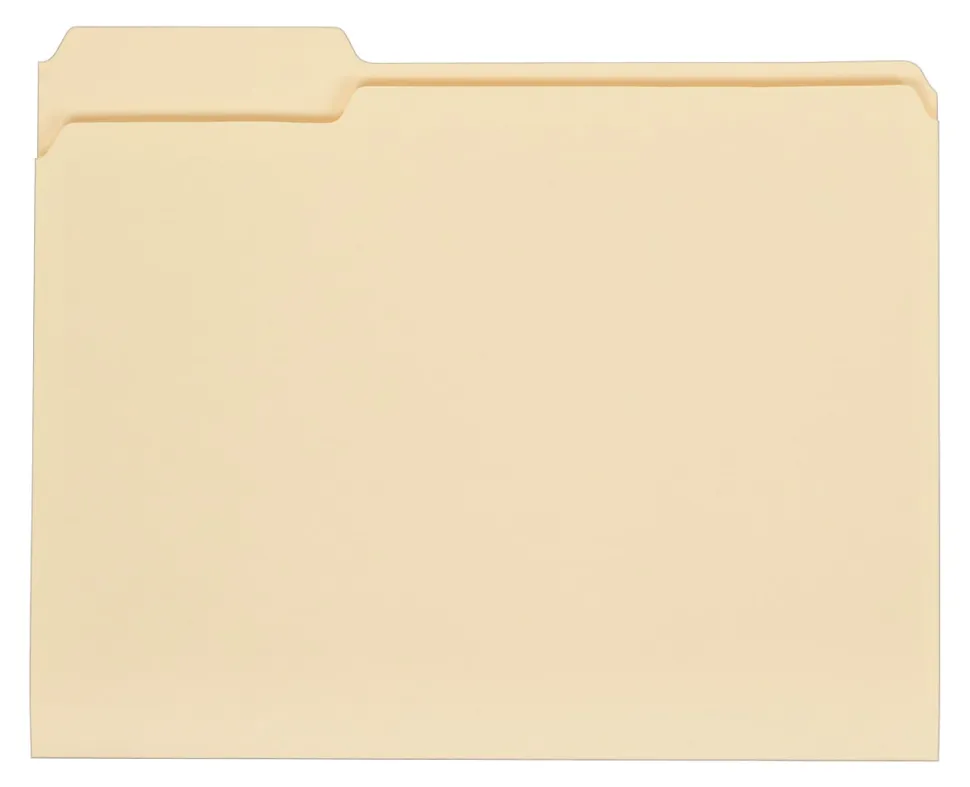 Office Depot® Brand File Folders, 1/3 Cut, Letter Size, 30% Recycled, Manila, Pack Of 100 Folders