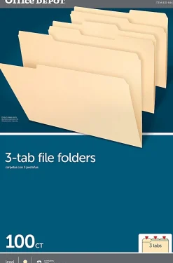 Office DepotĀ® Brand File Folders, 1/3 Cut, Legal Size, 30% Recycled, Manila, Pack Of 100