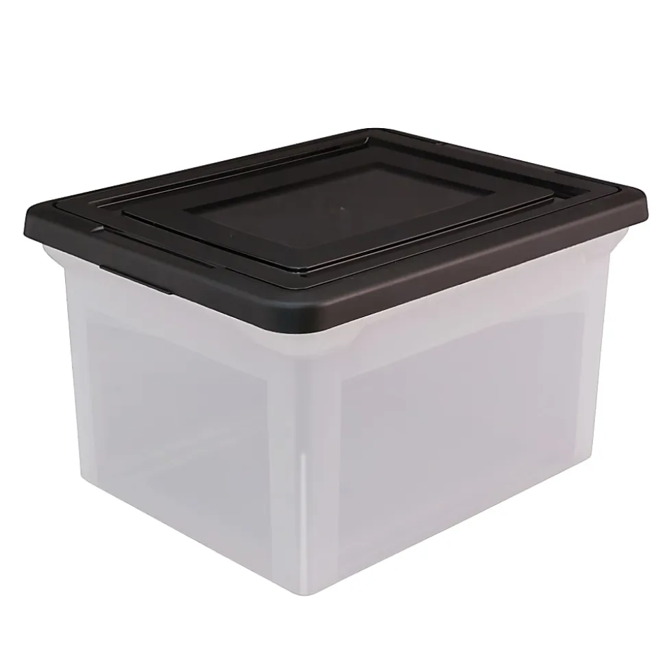 Office Depot® Brand File Tote, Letter/Legal Size, 18"L x 14 1/4"W x 10 7/8"H, Clear/Black