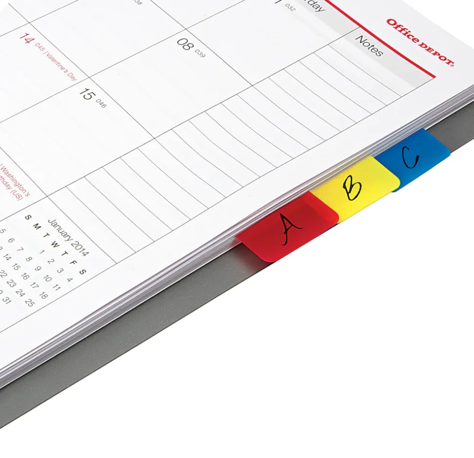 Office Depot® Brand Filing Tabs, 1" x 1 1/2", Assorted Colors, 22 Tabs Per Pad, Pack Of 3 Pads