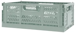 Office Depot® Brand Folding Stacking Storage Crate, 6-1/2”H x 16-15/16”W x 11-1/2”D, Sage