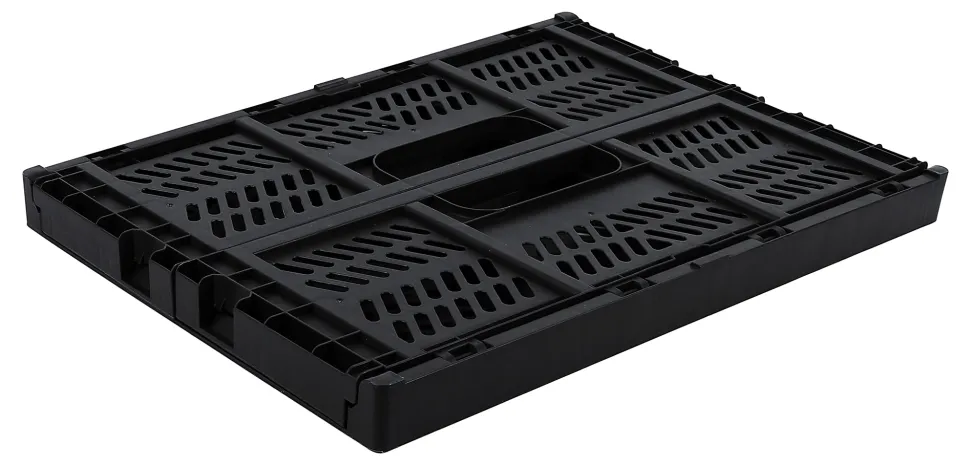 Office Depot® Brand Folding Stacking Storage Crate, 6-1/2”H x 16-15/16”W x 11-1/2”D, Black