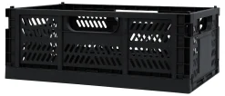Office Depot® Brand Folding Stacking Storage Crate, 6-1/2”H x 16-15/16”W x 11-1/2”D, Black