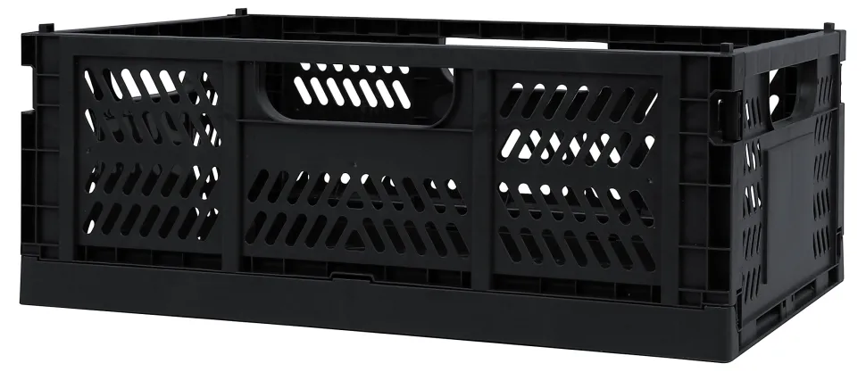Office Depot® Brand Folding Stacking Storage Crate, 6-1/2”H x 16-15/16”W x 11-1/2”D, Black