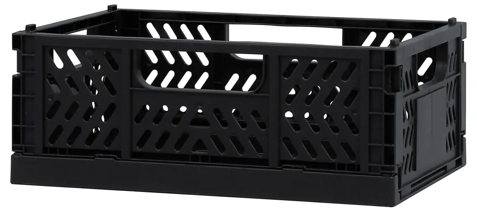 Office Depot® Brand Folding Stacking Storage Crate, 3-5/16”H x 8-5/16”W x 5-3/4”D, Black