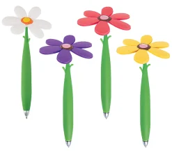Office DepotĀ® Brand Fun Ballpoint Pen With Topper, Flower, Fine Point, 0.7 mm, Green Barrel, Black Ink
