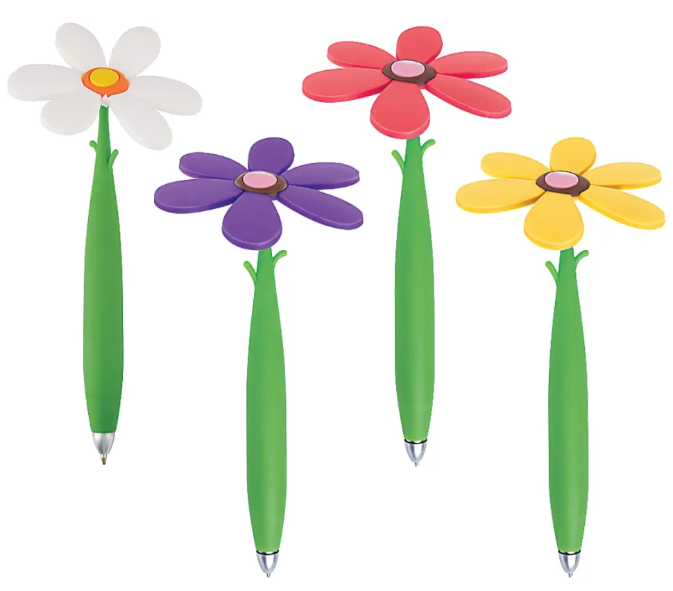 Office Depot® Brand Fun Ballpoint Pen With Topper, Flower, Fine Point, 0.7 mm, Green Barrel, Black Ink