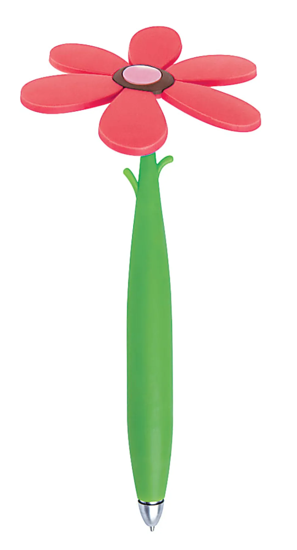 Office Depot® Brand Fun Ballpoint Pen With Topper, Flower, Fine Point, 0.7 mm, Green Barrel, Black Ink