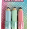 Office Depot® Brand Fun Erasers, Pencils, Green/Pink/Blue