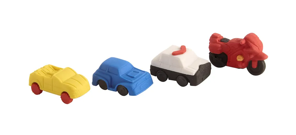 Office Depot® Brand Fun Erasers, Assorted Vehicles, Pack Of 4 Erasers